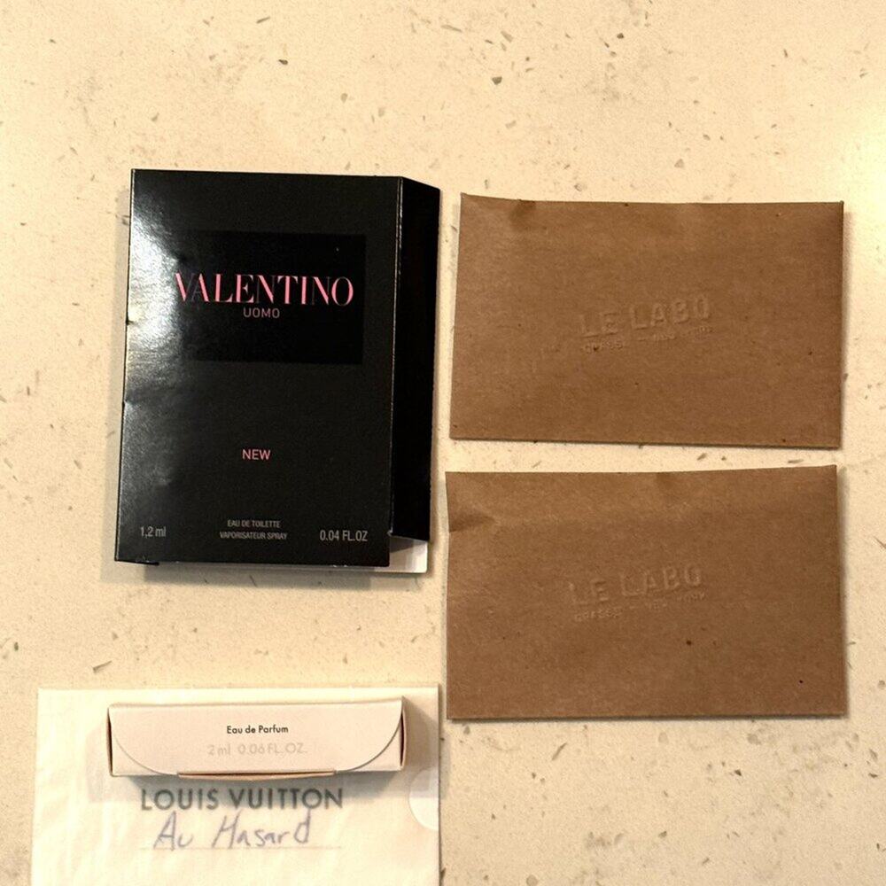 Men’s perfume samples Valentino Le Labo Louis Vuitton Lot of 4 NEW